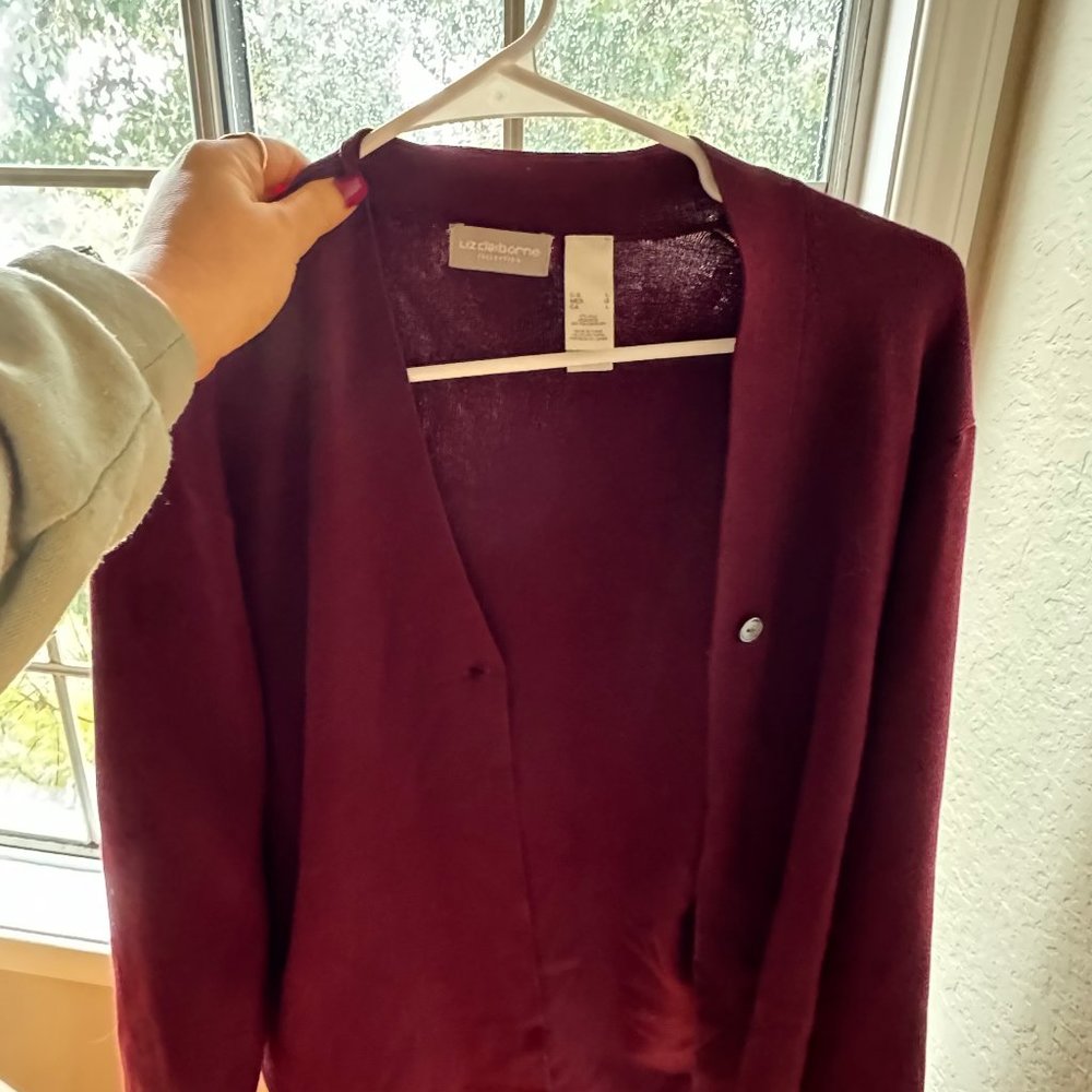 Liz Claiborne Womens Long Sleeve Open Front Cardigan